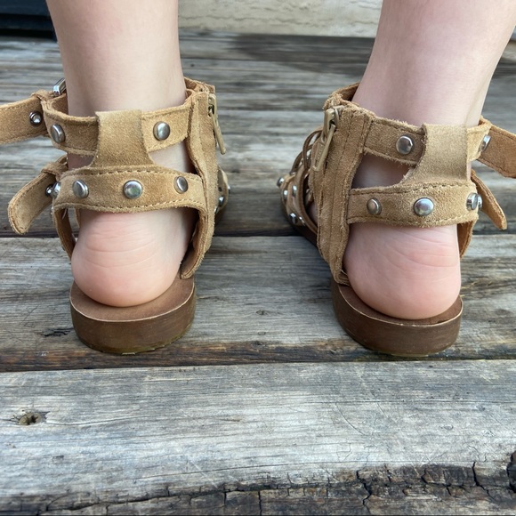 Zara Girl size 13 suede Bohemian fringed sandal with side zip - Picture 4 of 5